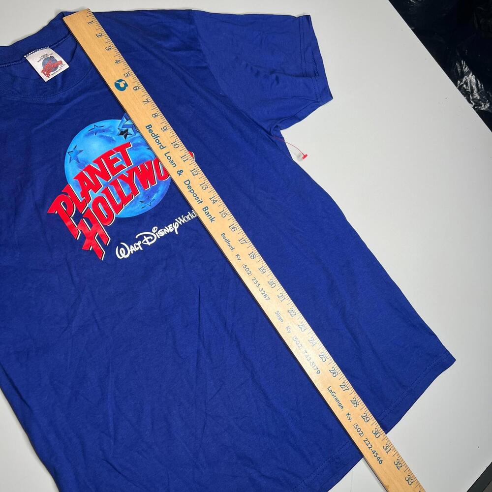 Vintage Planet Hollywood Walt Disney World T-Shirt Blue Size L Made in USA 90s T - Picture 2 of 9